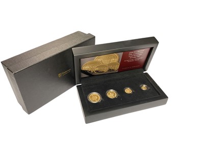 Lot 520 - Tristian Da Cunha - Hatton's pre-decimal 50th Anniversary four coin gold Sovereign prestige set 2020 to include Sovereign, ½ Sovereign, ¼ Sovereign & 1/8 Sovereign (N.B. Cased with Certifica...