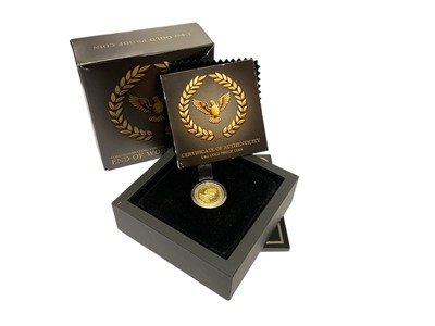 Lot 522 - Australia - Gold proof 22ct ¼oz $25 commemorative 75th Anniversary End of World War II (N.B. Cased with Certificate of Authenticity) (1 coin)