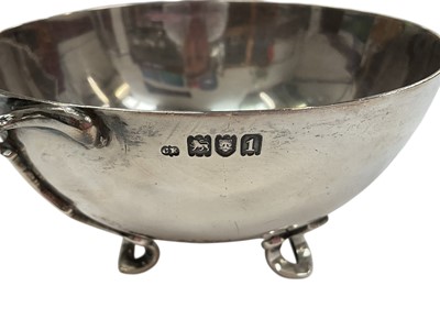 Lot 266 - Edwardian silver sugar bowl, (London 1906), maker Charles Edwards, 10.5cm in diameter (excluding handles), all at 6ozs.