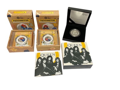 Lot 525 - G.B. - Royal Mint mixed silver proof coins to include Paddington silver proof with colour 'At The Tower' 2019, 'At St Paul's' 2019 and music legend 'Queen' Two Pounds 2020 (N.B. All cased with C...