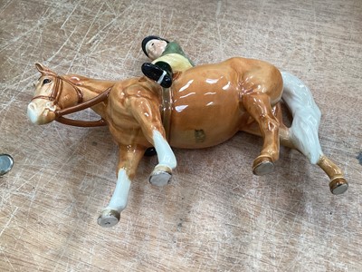 Lot 1114 - Beswick girl on a palomino horse, 13.5cm, and boy on a skewbald pony, 14cm (2)