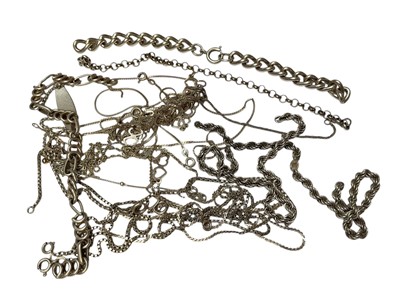 Lot 283 - Group of various silver and white metal chains and bracelets with padlock clasps