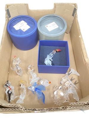 Lot 1099 - Swarovski Crystal model - Toucan, boxed together with a selection of unboxed Swarovski Crystal models including Swallows, Fish etc