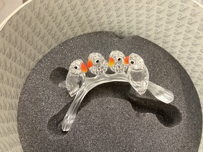 Lot 1122 - Collection of boxed Swarovski Crystal models including Lovebirds on a branch, Turtle, Owlet etc (14)