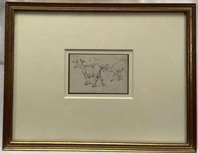 Lot 1339 - George Chinnery (1774-1852) pencil on paper - Study of goats, 7cm x 10.5cm, in glazed frame
