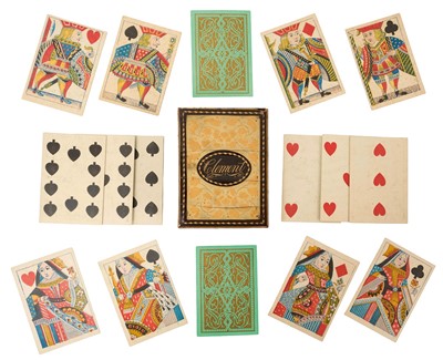 Lot 1050 - De La Rue - 3rd design, Exportation deck of 52 plating cards, circa 1836, 52 cards, comprising 4 suits of 13 (French suits), each with pip cards 1-10 and 3 single-ended court cards, contained i...