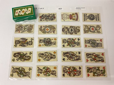 Lot 1052 - Deck of Karl Gerich Resurgram No. 18 Cartes Turques Patience, cards, small size cards with court designs based on the Glantz and later Belgian packs. 1991, one of approximately 20 packs produced...