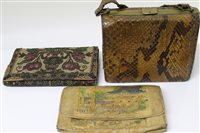 Lot 3115 - Three vintage handbags - square python skin...