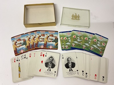 Lot 1061 - Worshipful Company twin pack of 1958 Transatlantic Expedition commemorative playing cards, the cover image depicting Edmund Hillary shaking hands with Vivian Fuchs at the South Pole, lacking jok...
