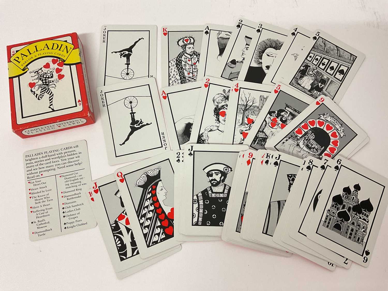 Lot 1062 - Complete deck of 52 Palladin transformation playing cards, 1983, reissue of the Laura Sutherland-Brown deck from 1977, standard bridge size version