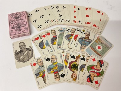 Lot 1063 - C. L. Wust deck of German WWI themed playing cards, Frankfurt am Main, circa 1915, 52 cards plus joker, with box