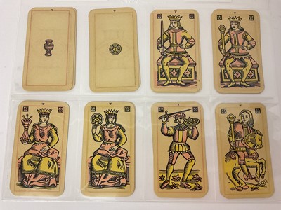 Lot 1069 - Complete pack of Tarot cards, designed and used by Frank Lind in the 1940s/50s for the Insight Institute, closely based on the Rider-Waite tarot. The original screenprint edition, circa 1950. NB...