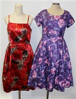 Lot 3117 - Ladies' vintage red and black rose pattern...