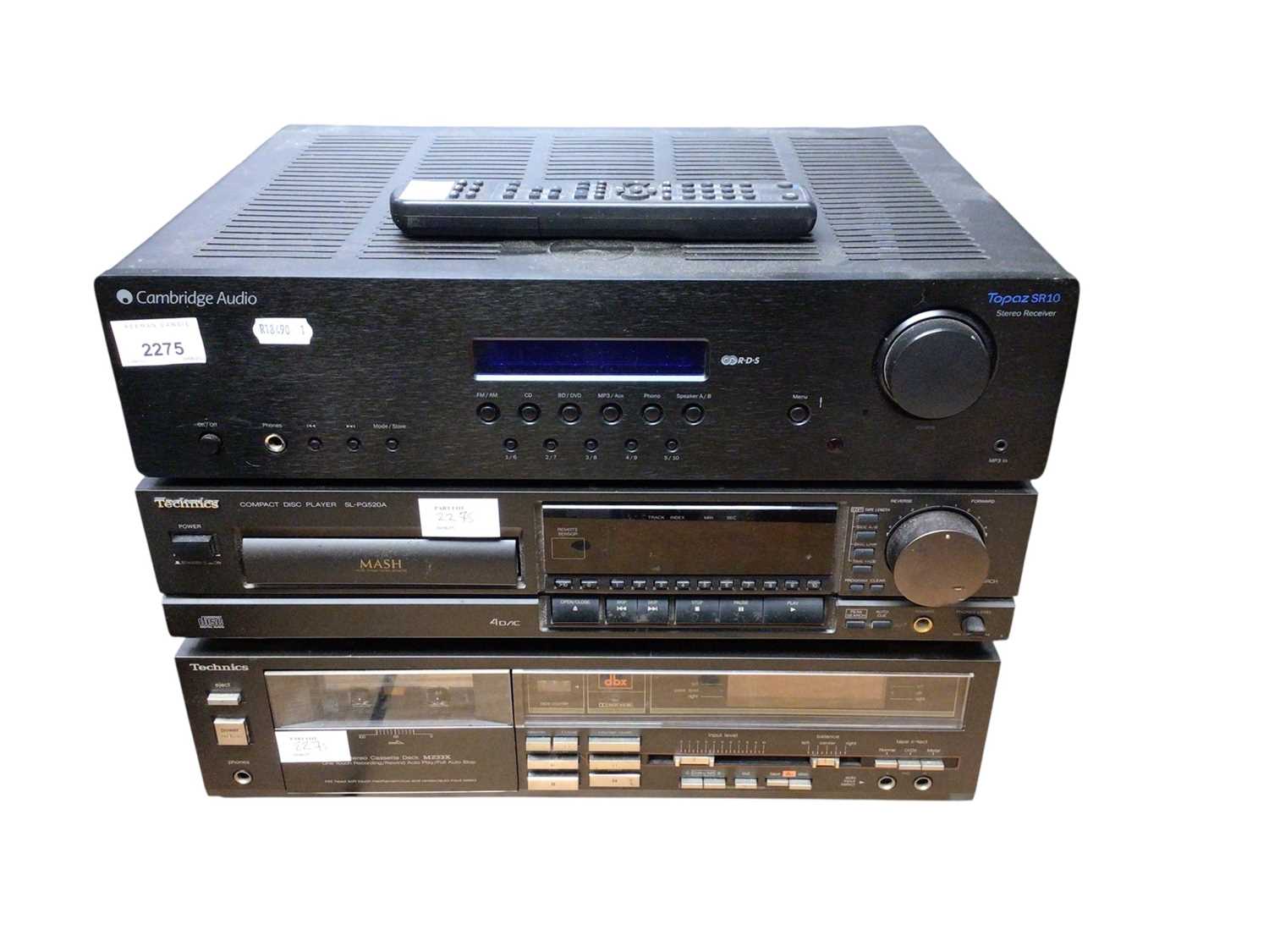 Lot 2275 - Cambridge Audio Topaz SR10 stereo reciever together with a Technics Compact Disc player and a Technics Stereo Casette Deck (3).