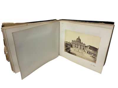 Lot 963 - 19th century album of Grand Tour sepia photography, Malta, Palermo, Genoa, Piza, Florence, Naples, Rome, Pompeii, etc, including an image of a volcanic baby cast, titled 'found Pompeii 1875'
