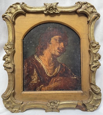 Lot 1260 - 17th/18th century European School oil on panel - portrait of a man, 15cm x 13cm, in gilt frame
