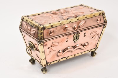 Lot 1106 - Brass and copper Arts & Crafts style casket