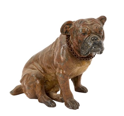 Lot 977 - Early 20th century Austrian cold painted metal novelty desk lighter, in the form of a bulldog, stamped AUSTRIA to base, 12cm high
