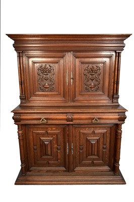 Lot 1515 - Late 19th century French oak two height cupboard