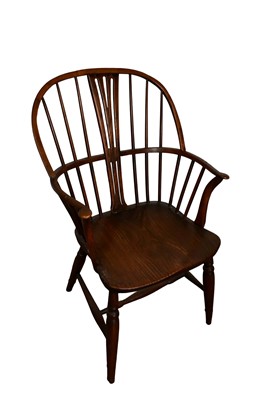 Lot 1423 - 19th century ash, elm and fruitwood Windsor stick back elbow chair