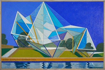 Lot 975 - *Henry Collins (1910-1994) and Joyce Collins (1912-1989) oil on canvas laid on board - Aviary Zoological Gardens, Kew, signed