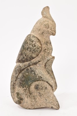 Lot 1046 - Large Hongshan style calcified jade/hardstone figural artifact/tool