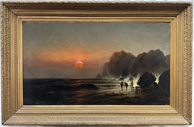 Lot 1274 - Charles Webster, 19th century, oil on canvas - Wreckers on the Shore, signed, 60cm x 105cm, in gilt frame