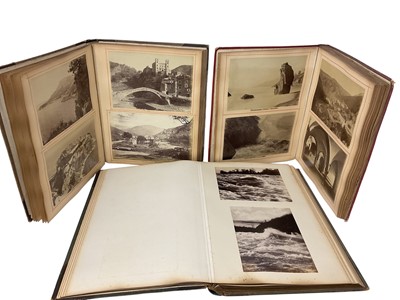 Lot 1043 - Three late 19th century travel albums, with sepia photographs of Grand Tour locations, inscribed and dated Arthur J Morris, 1890