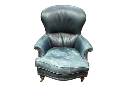 Lot 1300 - Blue leather armchair