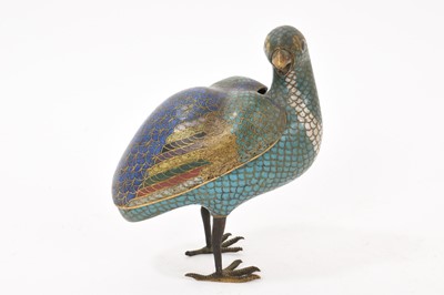 Lot 1095 - Antique Chinese cloisonné incense burner in the form of a quail