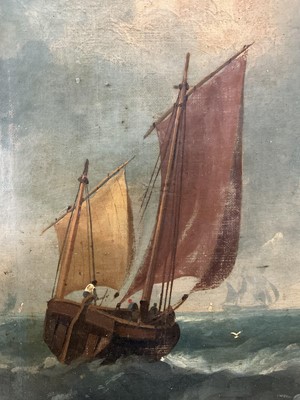 Lot 1293 - Attributed to Henry Redmore (1820-1887) oil on canvas - Rowing in Choppy Seas, 63cm x 76cm, gilt frame