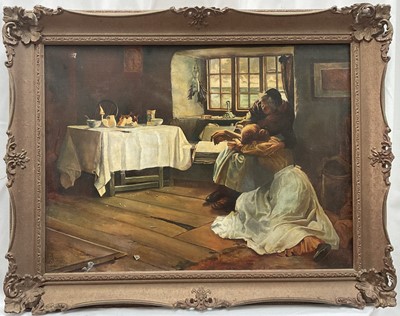 Lot 1321 - Follower of Frank Bramley (1857-1915) oil on canvas - A Hopeless Dawn, signed and dated 1911, 36cm x 49cm, gilt frame