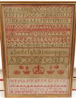 Lot 3139 - Early 19th century embroidered sampler - Ann...