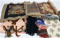 Lot 3140 - Vintage tapestry and knitted accessories -...