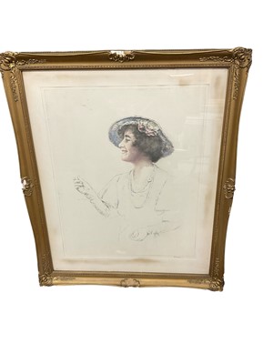 Lot 885 - R A Forrest - etching of H.R.H. Queen Elizabeth the Queen Mother and a contemporary watercolour