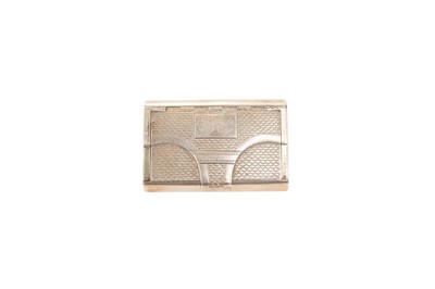 Lot 550 - George III silver snuff box in the form of a purse, with engine turned decoration