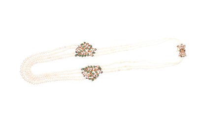 Lot 676 - Cultured pearl necklace with four strands of graduated pearls (not tested for natural origin)