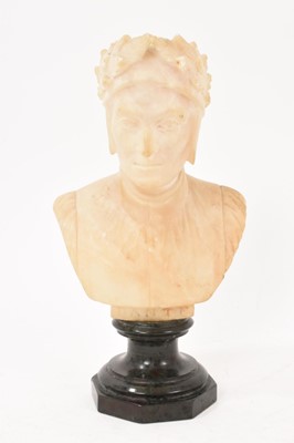 Lot 1096 - Late 19th century Italian Grand Tour alabaster bust, of Dante Alighieri, on an octagonal serpentine socle base, 21cm in overall height.