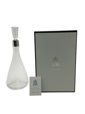 Lot 111 - H.M. Queen Elizabeth II, Royal Household 2009 Christmas gift decanter with silver plated collar engraved with crowned ERII cypher in box with card
