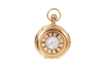 Lot 792 - Fine quality late 19th/early 20th century Swiss 18ct gold minute-repeating half-hunter pocket watch with button-wind movement