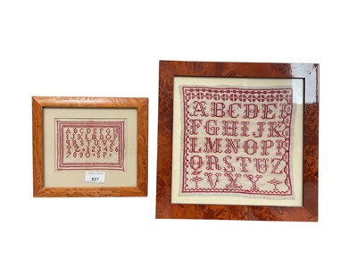 Lot 827 - Two 19th c alphabet samplers