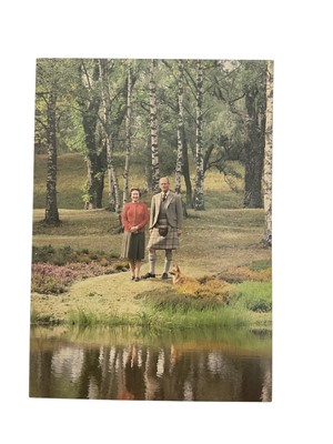 Lot 128 - H.M. Queen Elizabeth II and H.R.H. The Duke of Edinburgh signed 1984 Christmas card with photograph of the Royal couple in the Highlands, signed ' Elizabeth R 1984 Philip' Provenance: sent to The...