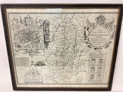 Lot 1127 - J Speed, "The Countie of Nottingham", published by Sudbury & Humble, circa 1616, framed and glazed 46cm x 55cm