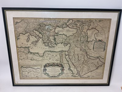 Lot 1131 - Turkish Empire Sanson / Jaillot, handcoloured, "Etats de l'Empire du Grand Seigneur Des Turcs en Europe, Asie et Afrique", Paris 1692, framed and glazed 59cm x 78cm
