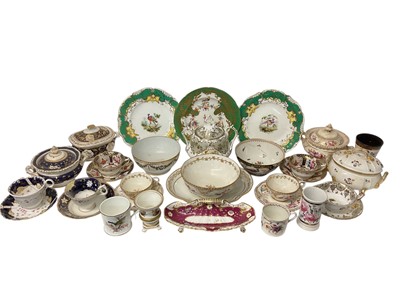 Lot 341 - A group of mostly 19th century English porcelain, mostly teawares and dinner wares, from various factories