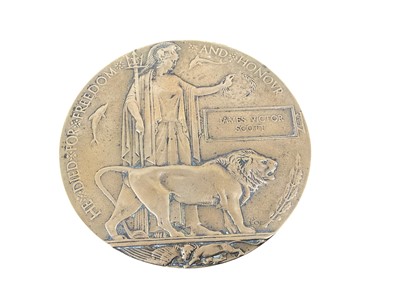 Lot 735 - First World War Memorial (Death) plaque named to James Victor Scott.