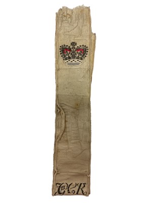 Lot 143 - Rare George III and Queen Charlotte Coronation commemorative silk ribbon circa 1761