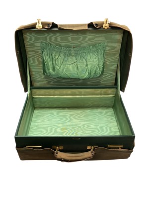 Lot 2108 - Vintage luggage Harrods lined dressing case with canvas protective cover.