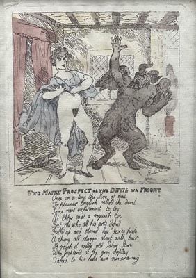 Lot 35 - Thomas Rowlandson (1756-1827), hand-coloured engraving - 'The Hairy Prospect or The Devil In A Fright', framed and glazed, 22cm x 15.5cm