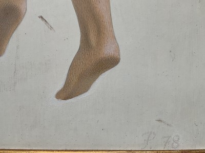 Lot 1078 - *Francis Plummer (1930-2019) acrylic on board - Gambol, signed with initial P., dated '78, titled verso, 60cm x 28cm, framed